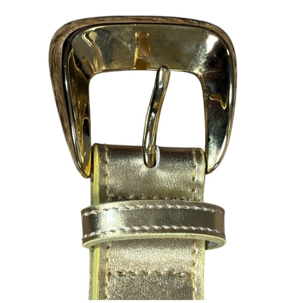 Vintage Liz Claiborne Statement Belt Gold Size Medium Faux Leather Retro Diamond - Picture 7 of 11